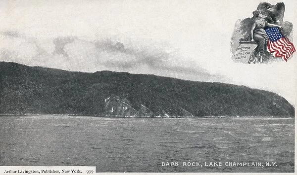 NEW YORK: LAKE CHAMPLAIN. Barn Rock on Lake Champlain, New York