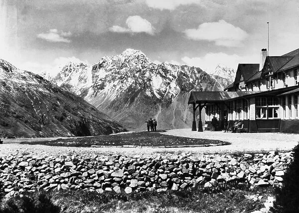 NEW ZEALAND: RESORT, c1919. The Hermitage Hotel and Mount Cook on New Zealands South Island