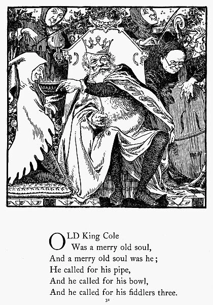 OLD KING COLE, 1898. Drawing by L. Leslie Brooke for an 1898 edition of Mother
