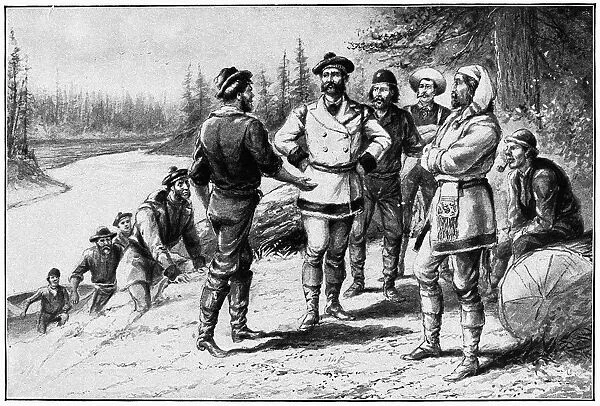 OREGON: ASTORIA, 1813. British fur traders securing the peaceful surrender of Astoria