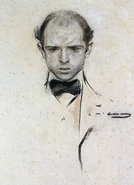 PABLO CASALS (1876-1973). Spanish violoncellist and conductor. Drawing by Ramon Casas