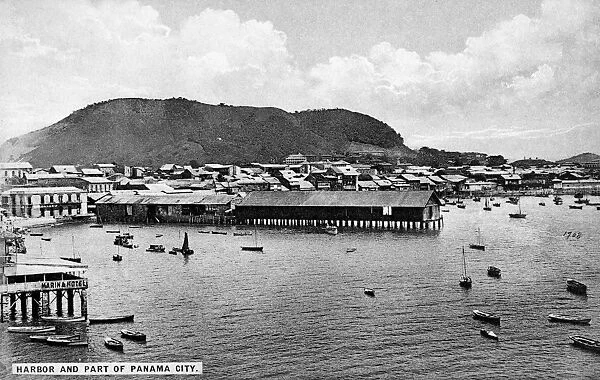 PANAMA HARBOR, c1910. View of the harbor and part of Panama City, Panama, on the Pacific Ocean
