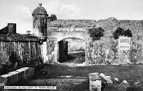 PANAMA: PORTOBELLO, c1910. Ruins of one of the Spanish forts at Portobello, near