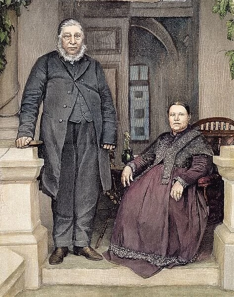 PAUL KRUGER (1825-1904). Stephanus Johannes Paulus Kruger, also known as, Oom Paul. South African statesman. Kruger and his wife, Maria. Line engraving, German, c1900