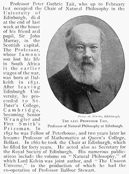 PETER GUTHRIE TAIT (1831-1901). Scottish physicist and mathematician