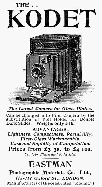 PHOTOGRAPHY: CAMERA, 1895. The Kodet camera from Eastman. Newspaper advertisement, 1895