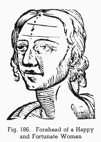PHYSIOGNOMY, 1648. Forehead of a happy and fortunate woman