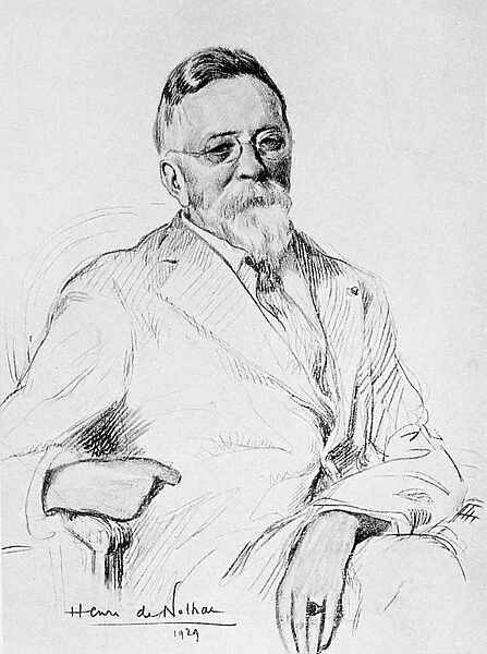 PIERRE de NOLHAC (1859-1936). French poet and historian. Drawing, 1929, by Henri de Nolhac