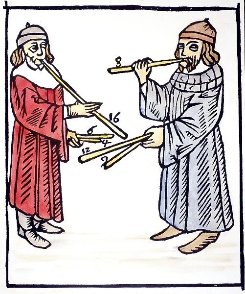 PIPERS, 1492. Woodcut from Theorica Musicae by Franchinus Gaffurius. Milan, 1492