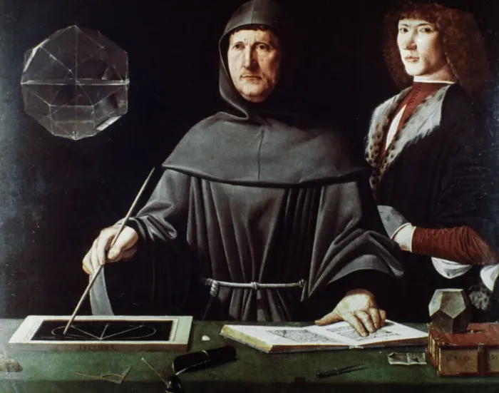 Framed Print : 16th-century Print of Luca Pacioli, a Franciscan friar Framed Print : 16th-century Print of Luca Pacioli, a Franciscan friar