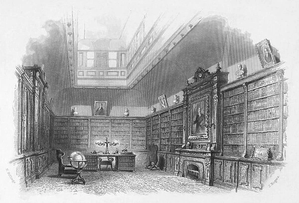 PRIVATE LIBRARY, c1850. The library at the residence of Edward Everett (1794-1865) in Boston
