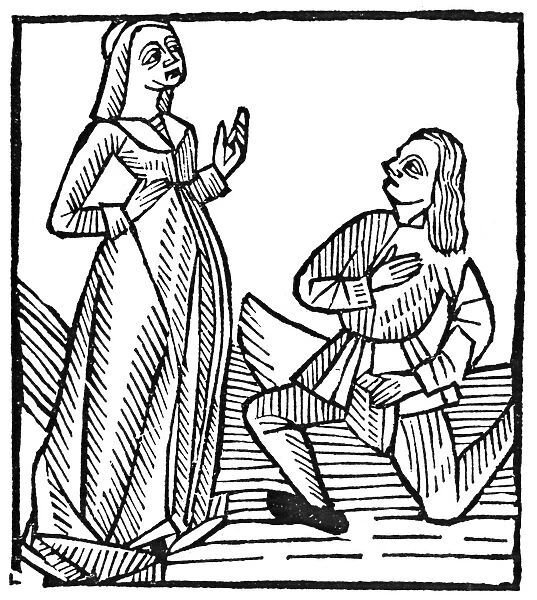 THE PROPOSAL, 1503. Woodcut, French, 1503