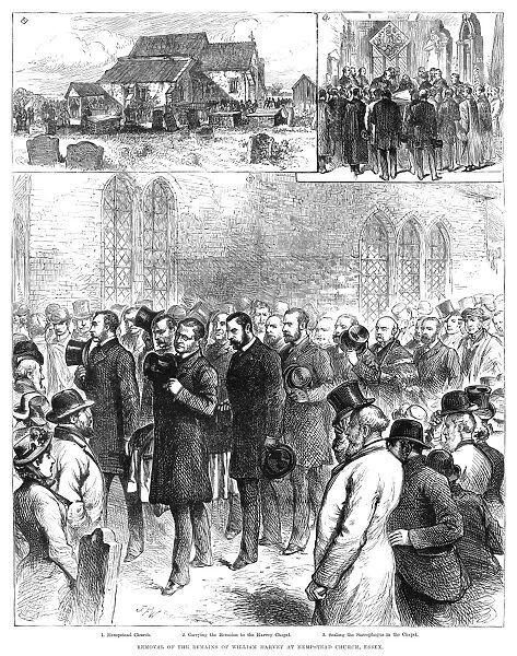 REINTERMENT, 1883. The reinterment of the remains of physician William Harvey