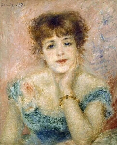 RENOIR: J. SAMARY, 1877. Pierre Auguste Renoir: Jeanne Samary in a low-cut dress. Oil on canvas, 1877
