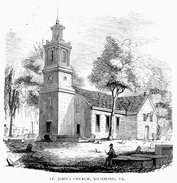 RICHMOND: ST. JOHNs CHURCH. St. Johns Church at Richmond Virginia. Wood engraving