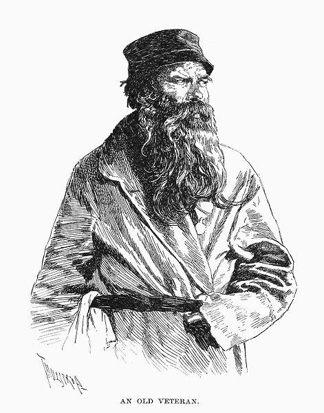 RUSSIAN VETERAN, 1890. An old Russian veteran. Drawing, 1890, by Thure de Thulstrup