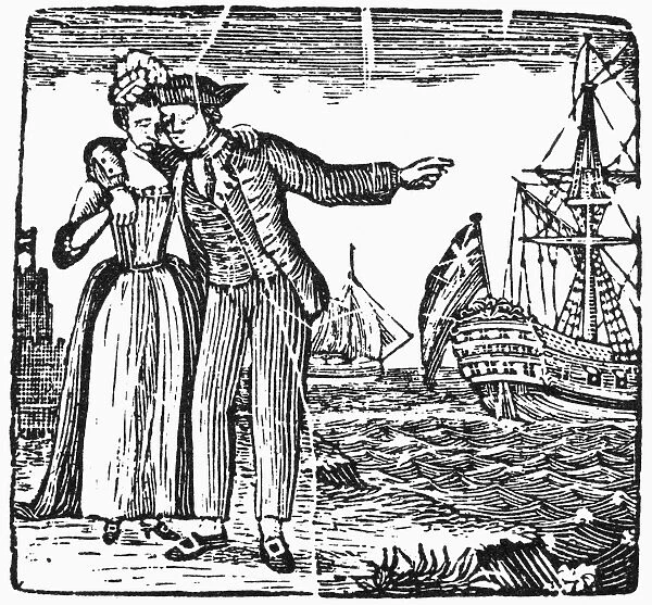 SAILOR, c1800. A sailor embracing his beloved before his ship sets sail