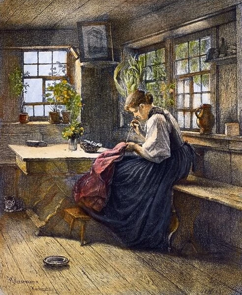 SEWING, 19th CENTURY. A Tranquil Hour