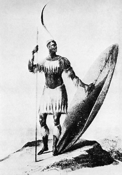 SHAKA ZULU (c1787-1828). Chief of the Zulu clan and founder of the Zulu Empire in South Africa