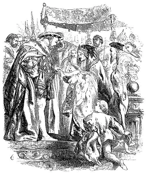 SHAKESPEARE: HENRY VIII. Act V, Scene IV. Wood engraving, English, 19th century