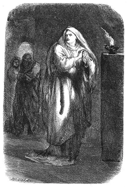 SHAKESPEARE: MACBETH. By William Shakespeare. Lady Macbeth in Act V, Scene I. Wood engraving