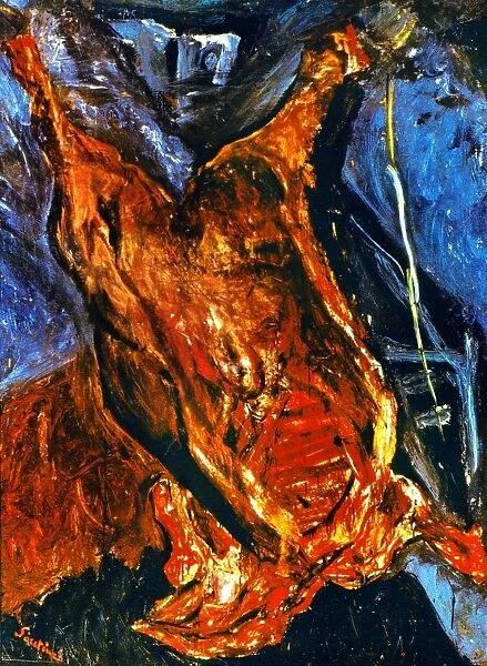 Slaughtered Ox, after Rembrandt. Oil on canvas by Chaim Soutine, 1925