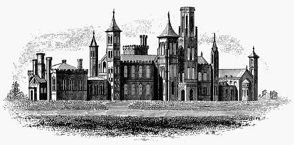 SMITHSONIAN INSTITUTION. The Smithsonian Institution at Washington, D. C. Line engraving, 19th century
