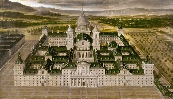 SPAIN: ESCORIAL PALACE. El Escorial Palace, constructed during the reign of Philip II (1527-1598)
