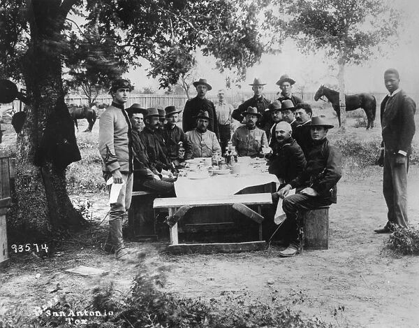 SPANISH-AMERICAN WAR, 1898. Officers mess table at a Rough Riders camp in San Antonio, Texas