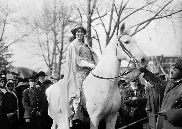 SUFFRAGE PARADE, 1913. Suffragette Inez Milholland Boissevain, on horseback, at