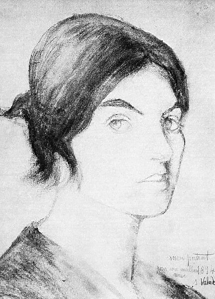 SUZANNE VALADON (1865-1938). French painter. Self-portrait. Drawing, 1894
