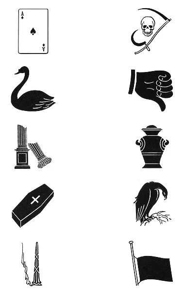 SYMBOLS: DEATH. Various symbols of death and mourning