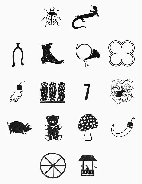 SYMBOLS: GOOD LUCK. Various symbols of good luck