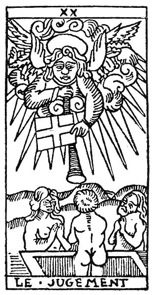 TAROT CARD: THE JUDGEMENT. The Judgement (Rebirth). Woodcut, French, Marseille
