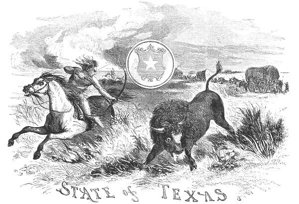 TEXAS SCENE, 1855. State of Texas. Wood engraving, American, 1855