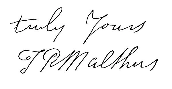 THOMAS ROBERT MALTHUS (1766-1834). English cleric and economist. Autograph signature