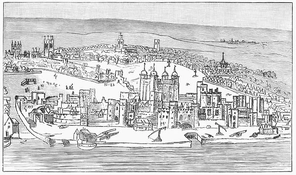 TOWER OF LONDON, c1543. Drawing by Anthony van Wyngaerde, c1543