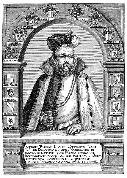 TYCHO BRAHE (1546-1601). Danish astronomer. Wood engraving, 19th century, after a late 16th century engraving by Jacob de Gheyn