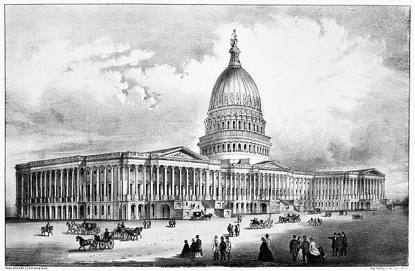 U. S. CAPITOL, 1876. A view of the U. S. Capitol in Washington, D. C. Lithograph by Currier & Ives