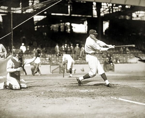 WALTER PERRY JOHNSON (1887-1946). American professional baseball player. Getting a hit, c1922