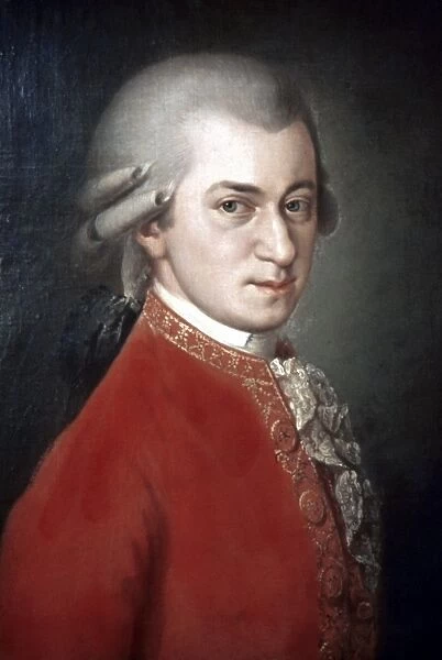 WOLFGANG AMADEUS MOZART (1756-1791). Austrian composer. Posthumous oil on canvas, 1819, by Barbara Krafft