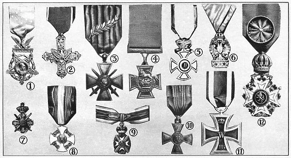 WORLD WAR I: DECORATION. Examples of international decorations awarded for distinguished