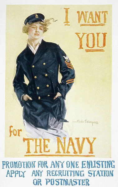 WORLD WAR I: NAVY POSTER. I Want You for the Navy. American World War I poster, 1917, by Howard Chandler Christy