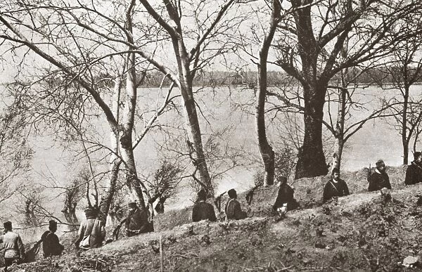 WORLD WAR I: SERBIA. Troops along the Danube River in Serbia during World War I