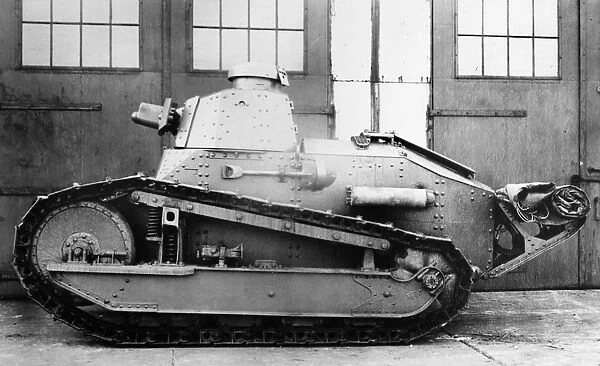 WW I: FRENCH TANK. Six-ton Renault type tank used by the French army during World War I