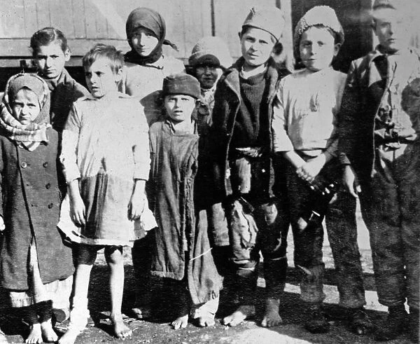 WWI: REFUGEES, 1918. Refugee children saved from typhus by nurses of the American