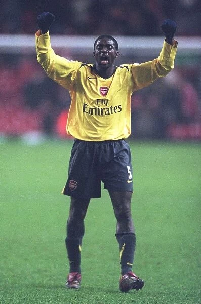 Arsenal defender Kolo Toure celebrates at the end of the match