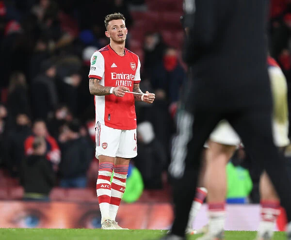 Arsenal's Ben White Reacts After Carabao Cup Semi-Final Second Leg vs Liverpool