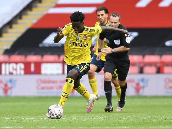 Arsenal's Bukayo Saka in Action against Sheffield United in FA Cup Quarterfinal