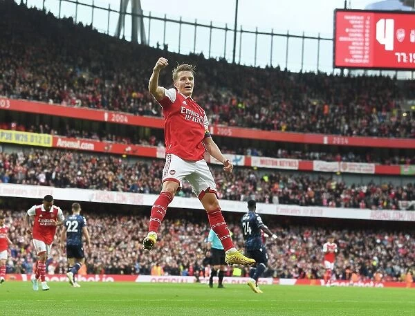 Arsenal's Five-Goal Blitz: Martin Odegaard Celebrates Against Nottingham Forest (2022-23)